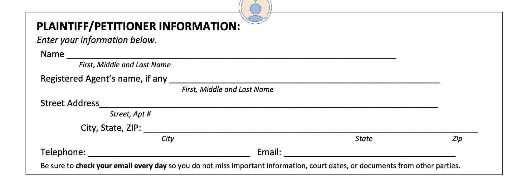 Portion of circuit court summons showing the name and contact information for the debt collector.