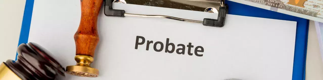 A probate file on a desk.