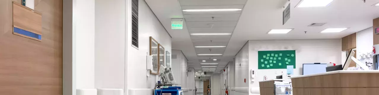 A photo of a hospital hallway