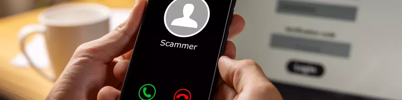 An incoming scam call on a cell phone