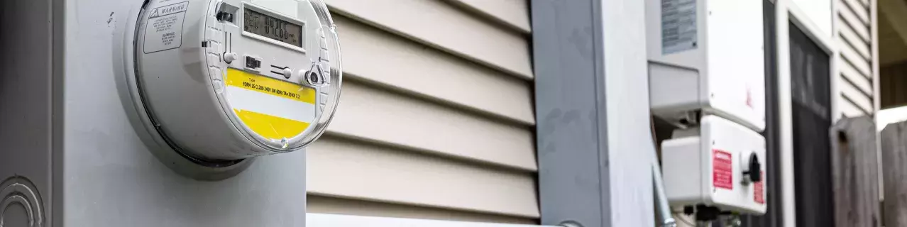 A photo of an electric meter on a home.