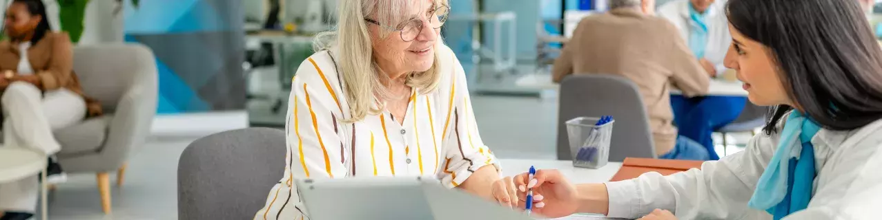 A person at a bank applying for a loan
