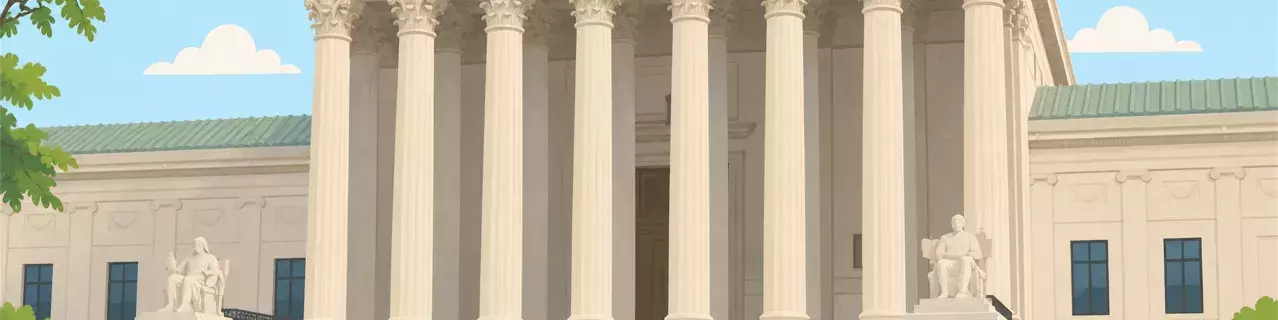 Stone courthouse entrance with grand columns