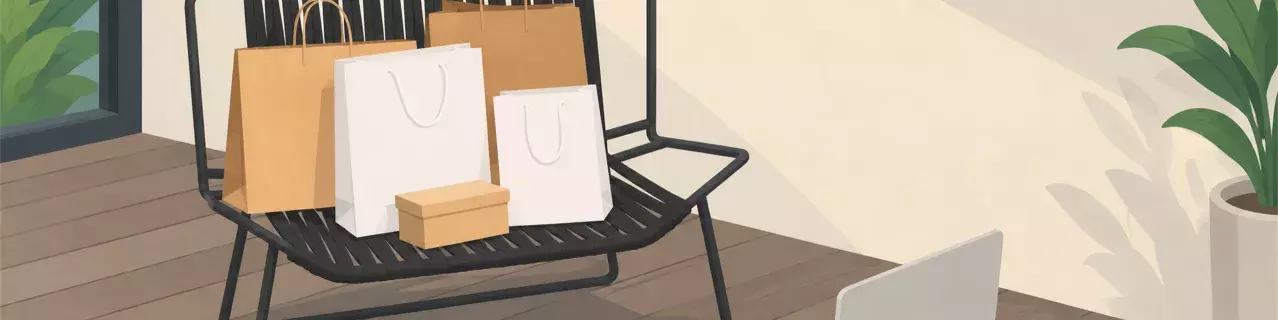 Shopping bags and parcels on office chair