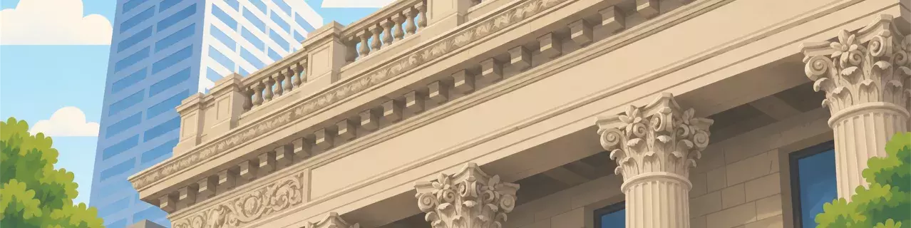 Ornate stone courthouse facade in city