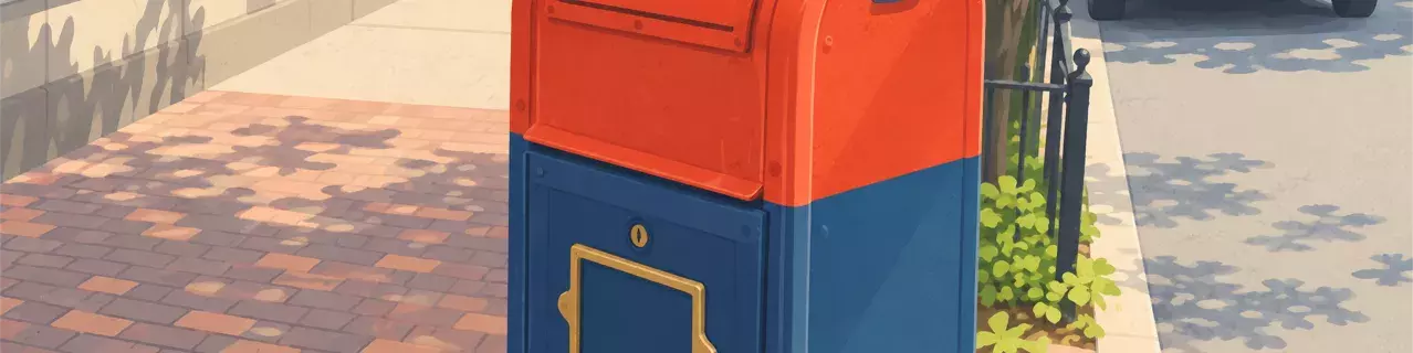 Public mailbox on city sidewalk