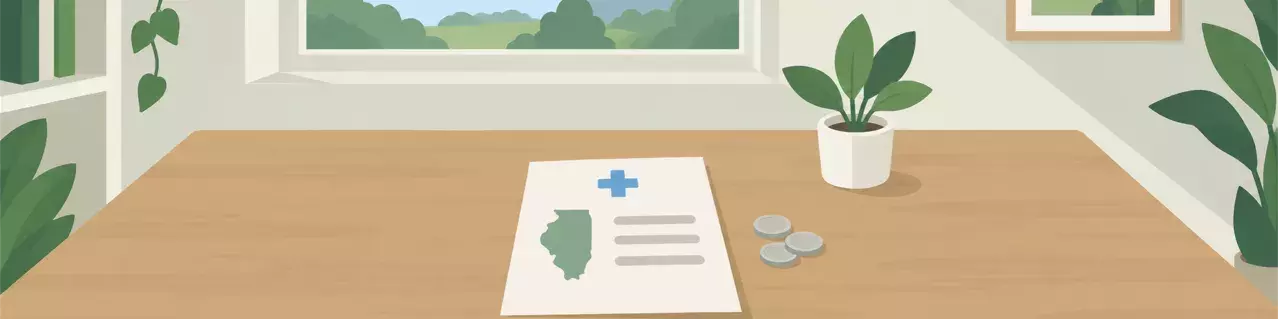 Medical bill with Illinois map and stethoscope