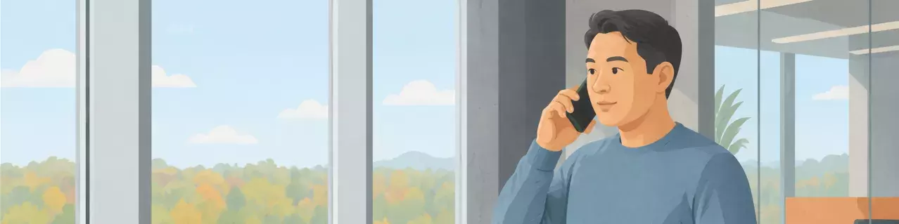 Man talking on phone in modern office