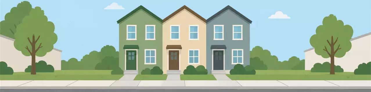 Row of residential townhomes