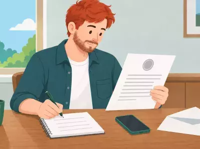 Man reviewing court notice at desk