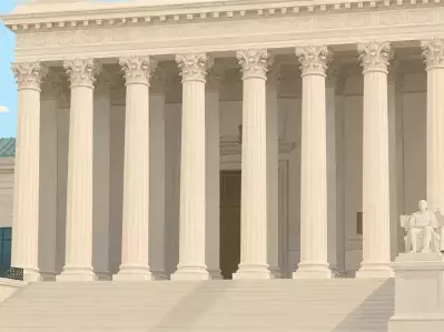Stone courthouse entrance with grand columns