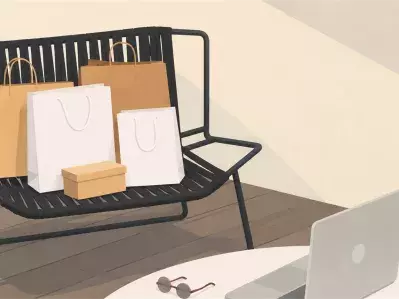 Shopping bags and parcels on office chair