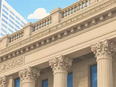 Ornate stone courthouse facade in city