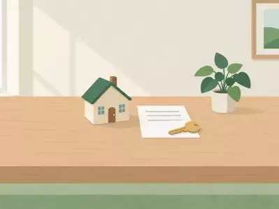 Small house model with keys and loan form
