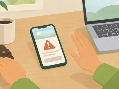Hand declining phone call offer beside laptop