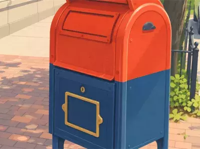 Public mailbox on city sidewalk