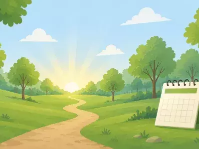 Hourglass and calendar on forest path