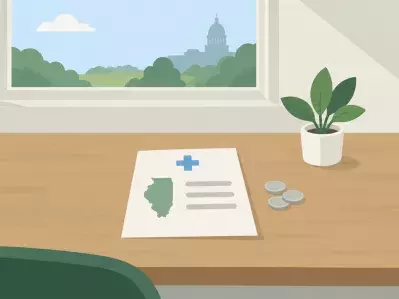Medical bill with Illinois map and stethoscope
