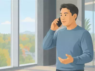 Man talking on phone in modern office