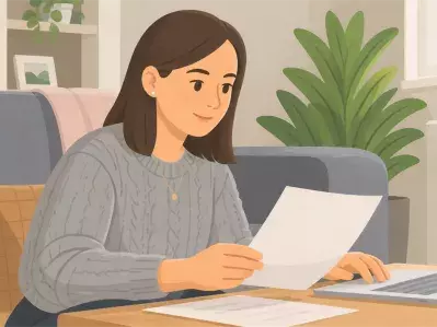 Woman reading financial letter at table