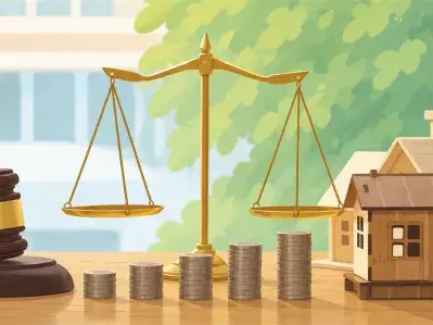 House model with coins and scale on desk